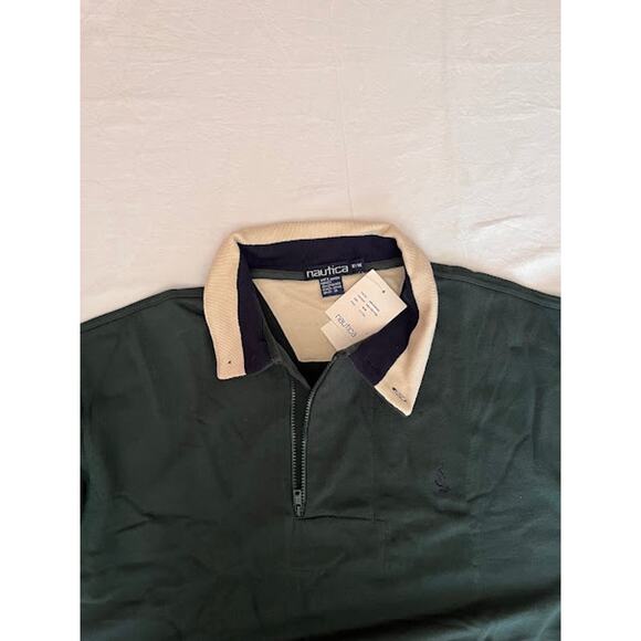 Vintage New 90s Nautica Sweatshirt Dark Green Quarter Zip - Picture 4 of 8